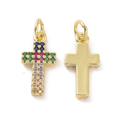 Brass Micro Pave Cubic Zirconia Pendants KK-E068-VF124-1