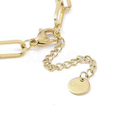 304 Stainless Steel Paperclip Chain Rectangle Link Bracelets for Women BJEW-C071-02G-1