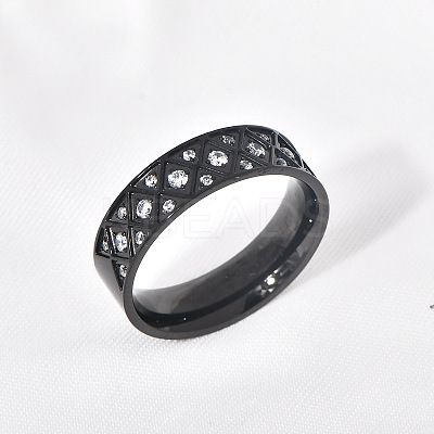 304 Stainless Steel with Clear Cubic Zirconia Finger Rings FS-WG2FC1C-03-1