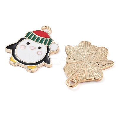 Christmas Theme Barrel Plating Alloy Enamel Pendants PALLOY-S192-01KCG-05-1