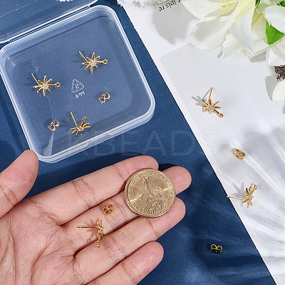 10Pcs Brass Micro Pave Clear Cubic Zirconia Stud Earrring Findings KK-BBC0022-28-1