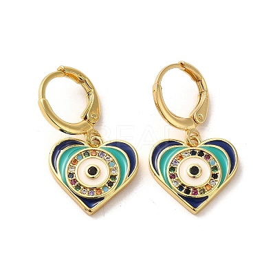 Evil Eye Real 18K Gold Plated Brass Dangle Leverback Earrings EJEW-Q797-01F-G-1