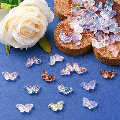 Transparent Spray Painted Glass Beads GLAA-YW0001-56-1