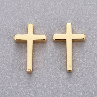 Brass Tiny Cross Charms KK-L189-05G-1