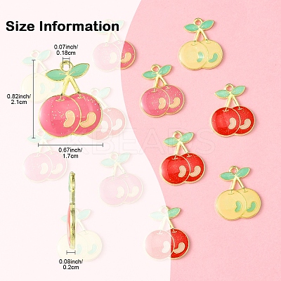 12Pcs 3 Colors Light Gold Plated Alloy Enamel Pendants FIND-FS0002-83-1