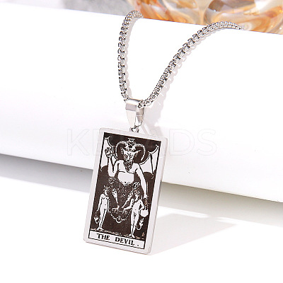 Retro Hip-hop 304 Stainless Steel Tarot Pendant Necklaces for Men FS-WGEC43A-22-1