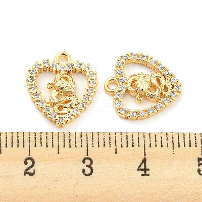 Brass Micro Pave Clear Cubic Zirconia Charms KK-Z034-02G-1