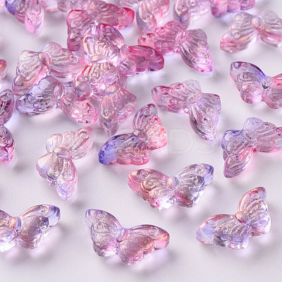 Two Tone Transparent Spray Painted Glass Beads GLAA-S190-018E-01-1