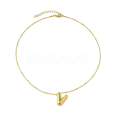 Ion Plating(IP) Initial Letter 304 Stainless Steel Pendant Necklace NJEW-R265-05G-V-1
