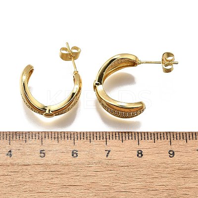 Brass Micro Pave Clear Cubic Zirconia Stud Earrings for Women EJEW-U056-05A-G-1