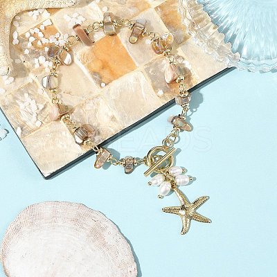 Summer Beach 304 Stainless Steel Starfish Charm OT Bracelets BJEW-JB14373-01-1