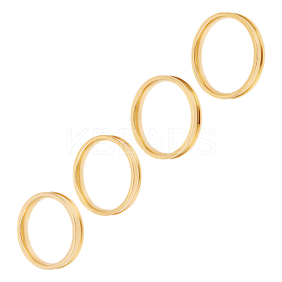 4Pcs 4 Styles Stainless Steel Grooved Finger Ring Settings STAS-LP0001-43G-02-1