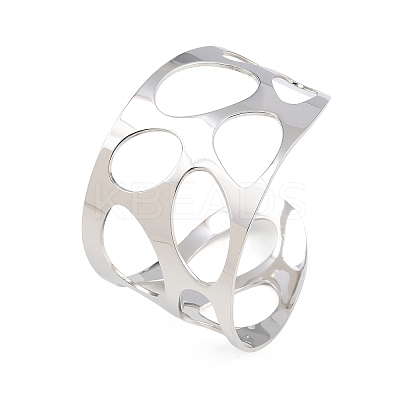 Hollow 304 Stainless Steel Cuff Bangles for Women BJEW-T028-01P-1