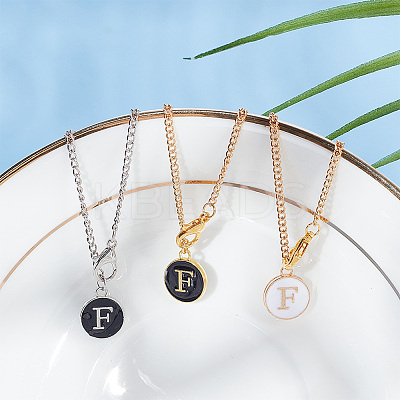 Flat Round with Letter Alloy Enamel Wine Glass Charms AJEW-AB00184-06-1