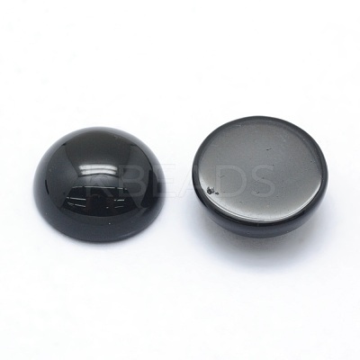 Natural Dyed & Heated Black Agate Cabochons G-P393-R02-8MM-1