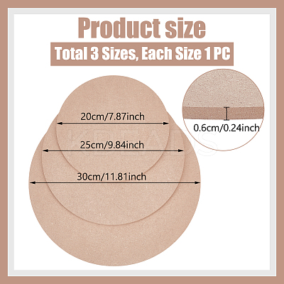 3Pcs 3 Styles Medium Density Fiberboard (MDF) Portable Clay Wedging Board with Built AJEW-UN0002-18-1