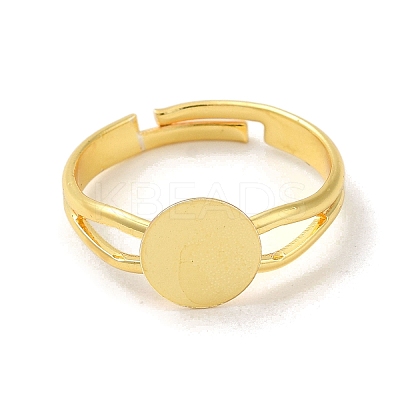 Rack Plating Adjustable Brass Plain Pad Ring Settings KK-K277-02G-1