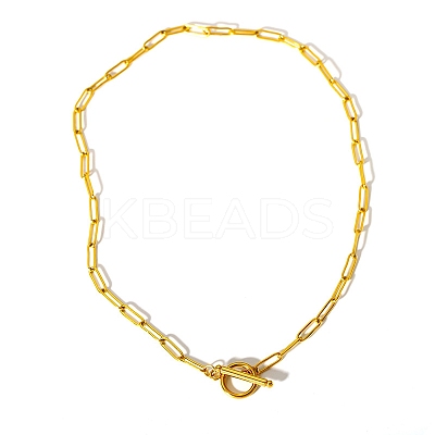 Stainless Steel Paperclip Chain Necklaces with Toggle Clasps for Women PW-WGCDA22-01-1