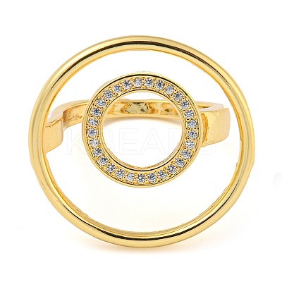 Brass Micro Pave Cubic Zirconia Finger Ring RJEW-C069-06G-1