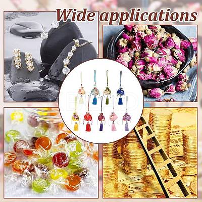 9Pcs 9 Colors Flower Pattern Brocade Bag Tassel Pendant Decorations HJEW-NB0001-97-1