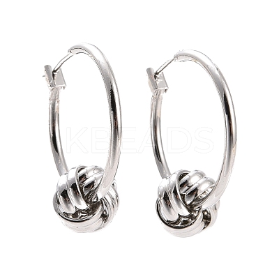 Brass Knot Hoop Earrings for Women EJEW-A072-19P-1