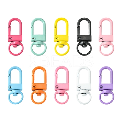10Pcs 10 Colors Spray Painted Eco-Friendly Alloy Swivel Snap Hooks Clasps FIND-YW0003-04-1