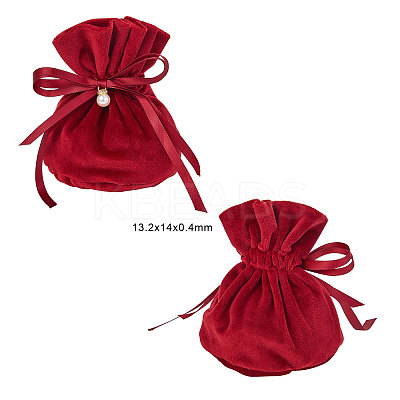 Velvet Jewelry Bags with Drawstring & Plastic Imitation Pearl LS-TP-CJC0001-03A-1