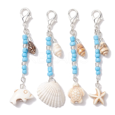 4Pcs Shell Pendant Decorations HJEW-MZ00049-1