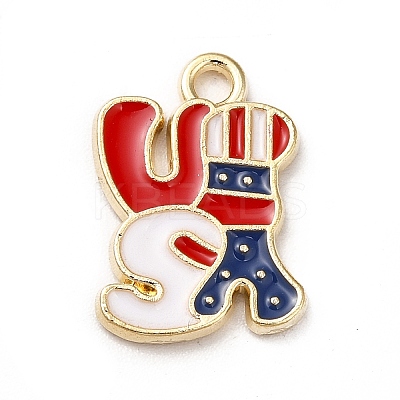 American Flag Style Alloy Enamel Pendants ENAM-M046-05G-1