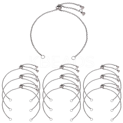 10Pcs 304 Stainless Steel Rolo Chain Bracelet Making AJEW-YW00004-01-1