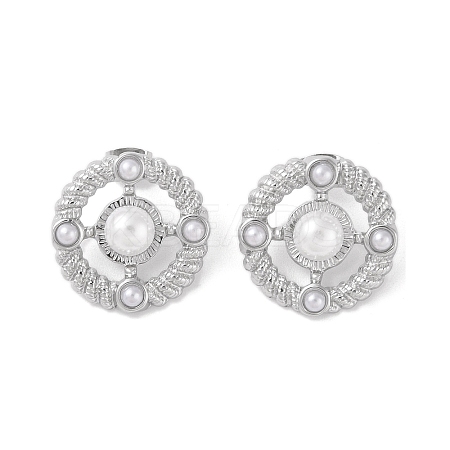 304 Stainless Steel Plastic Bead Stud Earrings EJEW-S227-05P-1