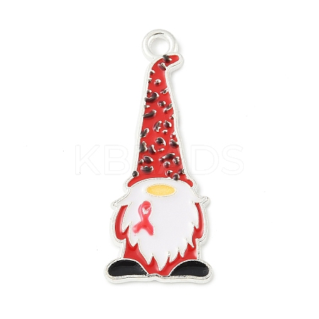 No To Drugs Red Awareness Ribbon Theme Alloy Enamel Pendants ENAM-C026-02C-S-1
