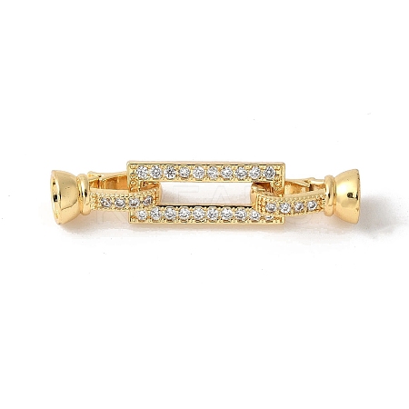 Brass Pave Clear Cubic Zirconia Fold Over Clasps KK-M320-14G-1