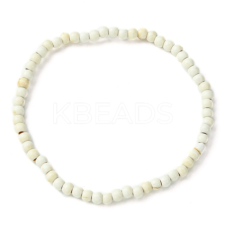 Synthetic Howlite Flat Round Beaded Stretch Bracelets for Women BJEW-JB09717-09-1
