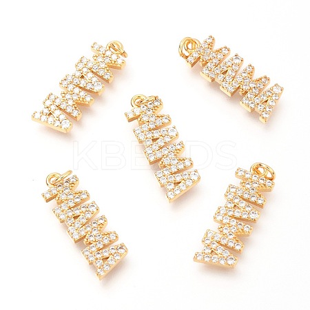 Brass Micro Pave Clear Cubic Zirconia Pendants X-ZIRC-O036-04G-1