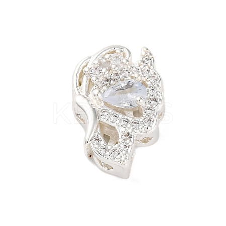 Rack Plating Brass Micro Pave Cubic Zirconia Beads KK-Z082-10S-1