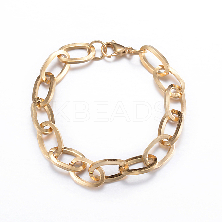 304 Stainless Steel Cable Chain Bracelets BJEW-P064-27G-1