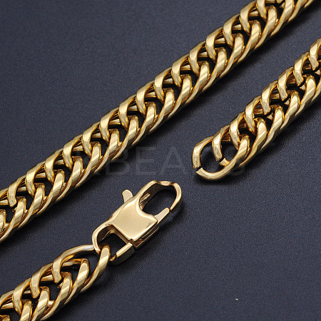 Men's 201 Stainless Steel Cuban Link Chain Necklaces NJEW-T012-01A-61-G-1