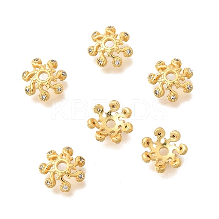 Brass Micro Pave Clear Cubic Zirconia Bead Caps KK-G600-19G-1