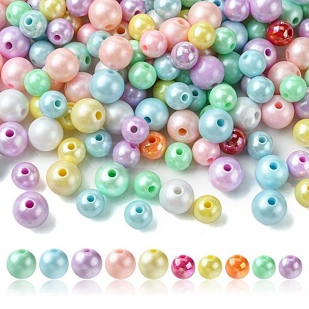 250Pcs 2 Styles Opaque Acrylic Beads MACR-FS0001-63-1