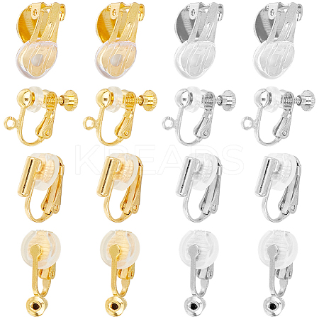 32Pcs 8 Style Brass Clip-on Earring Findings KK-SP0001-27-1