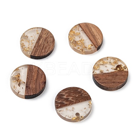 Transparent Resin & Walnut Wood Pendants X-RESI-S358-02C-B02-1