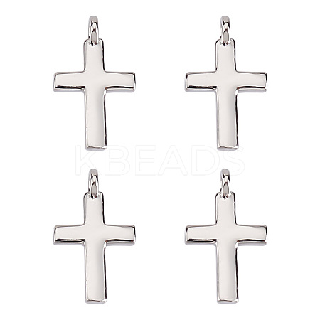 4Pcs Rhodium Plated 925 Sterling Silver Cross Charms FIND-GO0002-62A-1