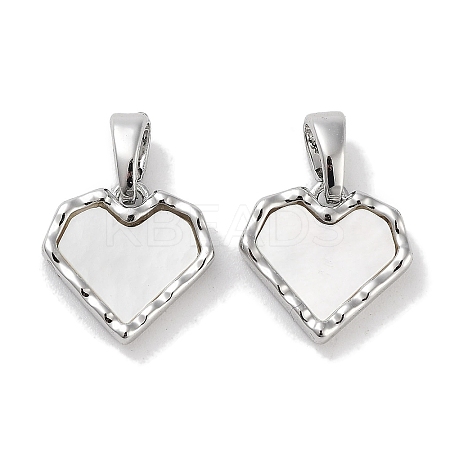 Brass Pave Natural Shell Heart Charms KK-C051-19P-1