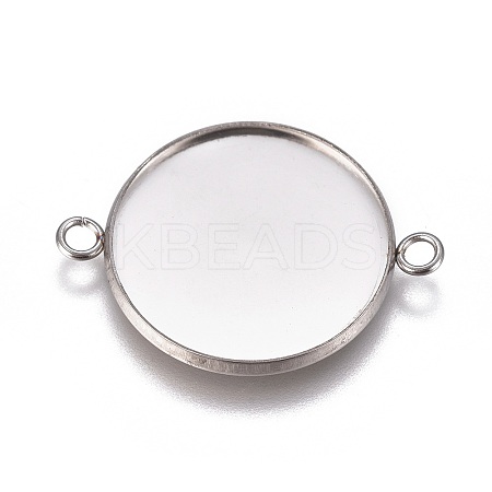 Non-Tarnish 304 Stainless Steel Cabochon Connector Settings STAS-G127-14-22mm-P-1