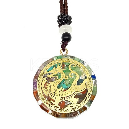 Orgonite Chakra Natural & Synthetic Mixed Stone Pendant Necklaces PZ4674-03-1