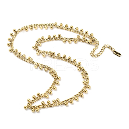 304 Stainless Steel Round Ball Charms Link Chain Necklaces LS-NJEW-G119-01G-1