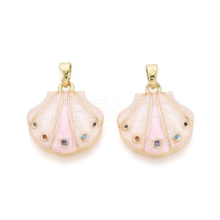 Brass Micro Pave Colorful Cubic Zirconia and Enamel Pendants KK-T075-92A-G-1