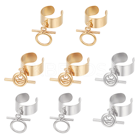 8Pcs 4 Styles 304 Stainless Steel Open Cuff Finger Rings RJEW-UN00006-1