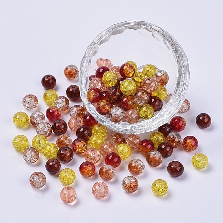 5 Colors Spray Painted & Baking Paint Crackle Glass Beads CCG-X0010-12-8mm-1